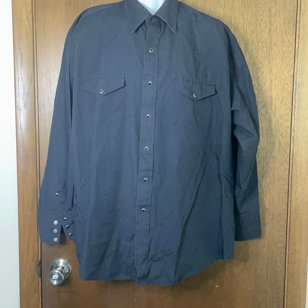 Black Long Sleeve Western Button Down